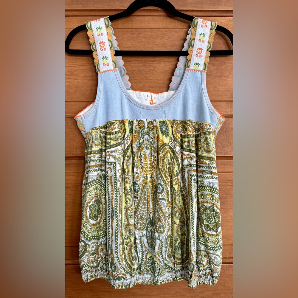 Vintage Free People Paisley Print sparkly detailed Tank Top, size M, Medium! EUC - Picture 4 of 8